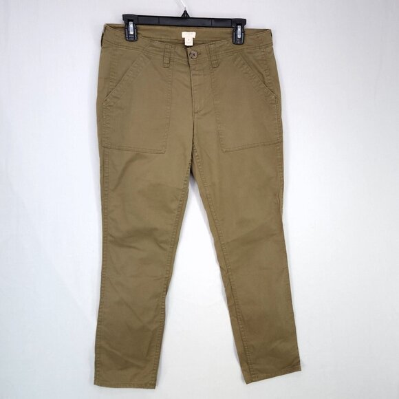 J Crew Chino Pants Tapered Leg Trousers Womens Stretch Size 8 Comfort - Picture 1 of 14